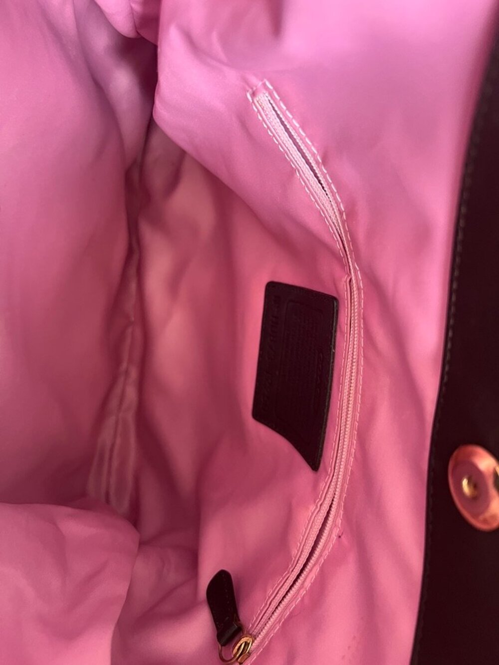 Coach Brown Leather Convertible Shoulder Bag Tote | Pink Lining | Brass Hardware - Picture 11 of 16